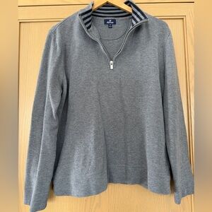 Faconnable Men's Gray Zip-Up Quarter Zip Contrast Interior Collar / medium